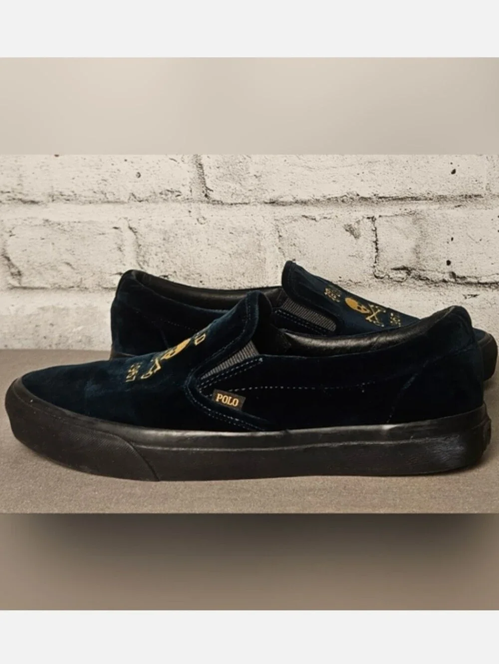 Polo Ralph Lauren Keaton Velvet Skull Slip On Sneakers Mens 10.5